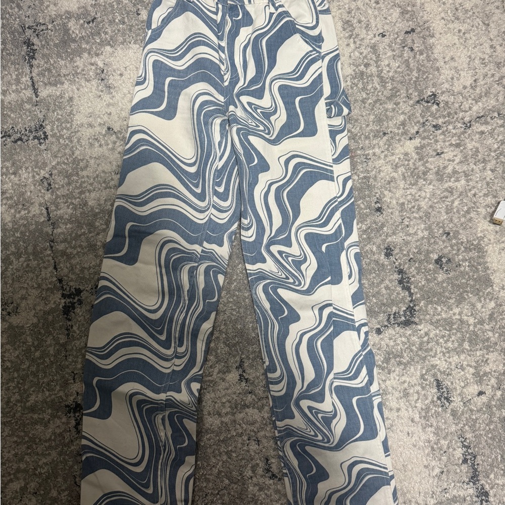 PacSun Blue and White Swirl Joggers